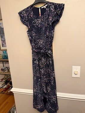 Collective Concepts Navy Floral Speckled Midi Top